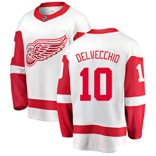 Herren Detroit Red Wings Eishockey Trikot Alex Delvecchio #10 Breakaway Weiß Fanatics Branded Auswärts